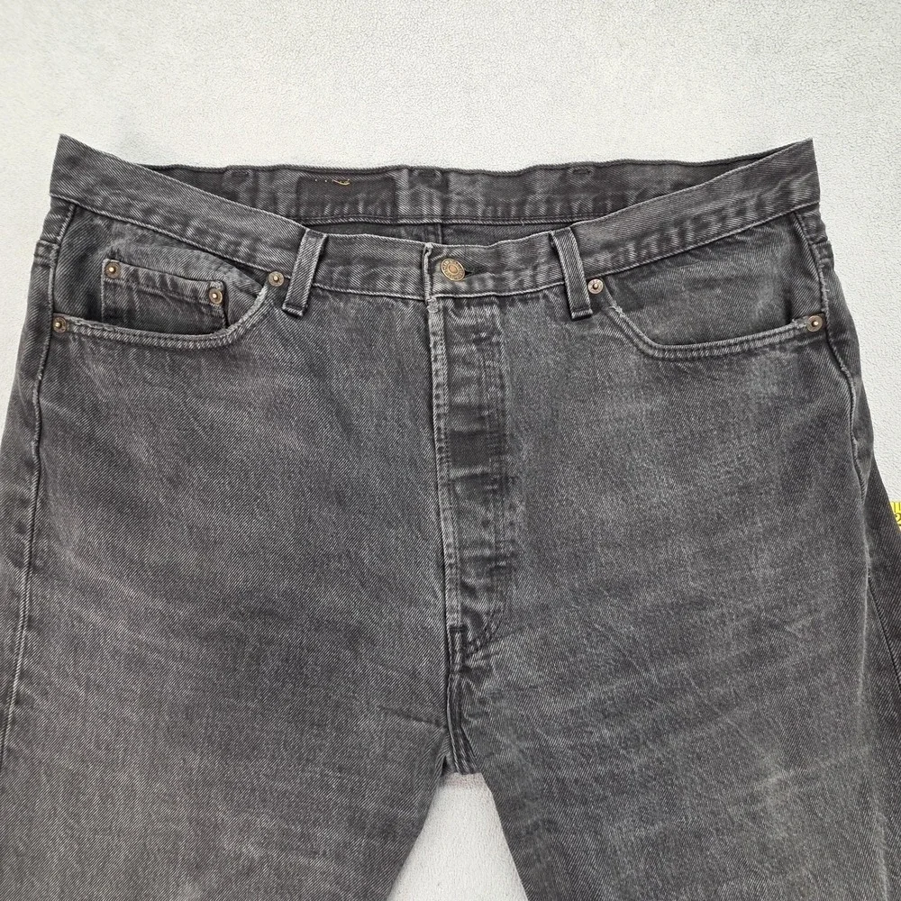 Vintage Levis 501 Jeans Mens Charcoal Straight Button Fly USA 90s Fits 38x27 - Picture 10 of 16